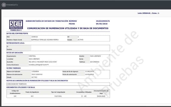 Culminado el proceso, el sistema le mostrará la constancia de comunicación realizada - Marangatu