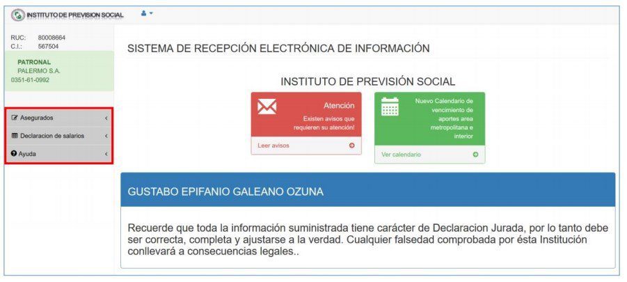 manual del usuario menu principal
