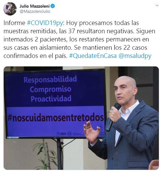 Julio Mazzoleni en su cuenta de Twitter