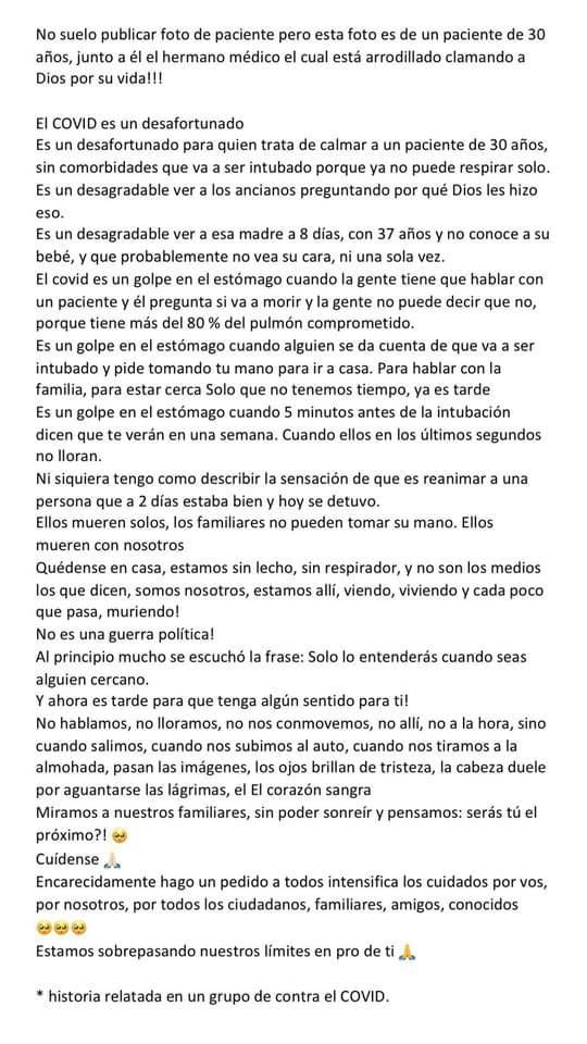 Médico ruega a través de una carta que la gente tome conciencia - Carta del Médico