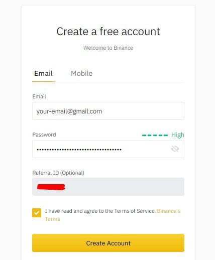 crear cuenta en binance