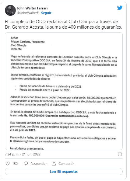 reclamo de Polideportivo ODD